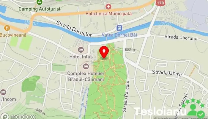 hartă a Izvorul Sentinela Reper istoric, Atracție turistică în Vatra Dornei