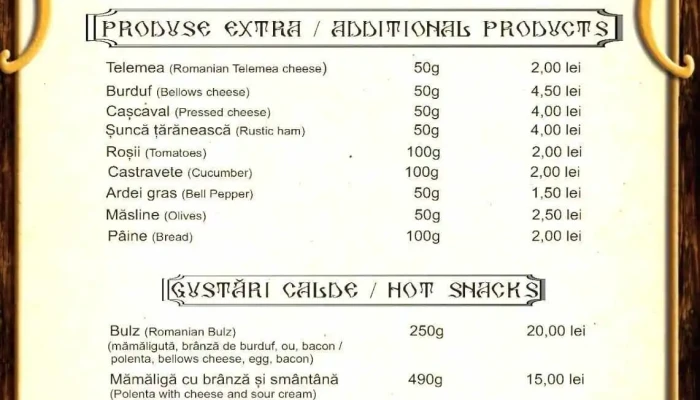 La Costica Meniu - Curtea De Argeș
