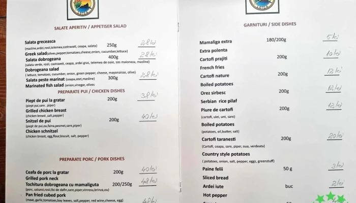 Pensiune Restaurant Lotca -  Meniu - Jurilovca