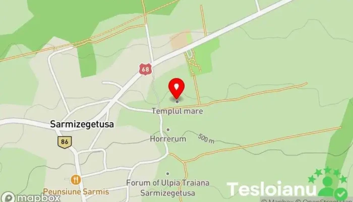 hartă a Templul Mare Reper istoric în Sarmizegetusa
